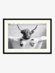 Artko Black Mood for a Soak Highland Cow in Bath Framed Art - Image 2 of 3