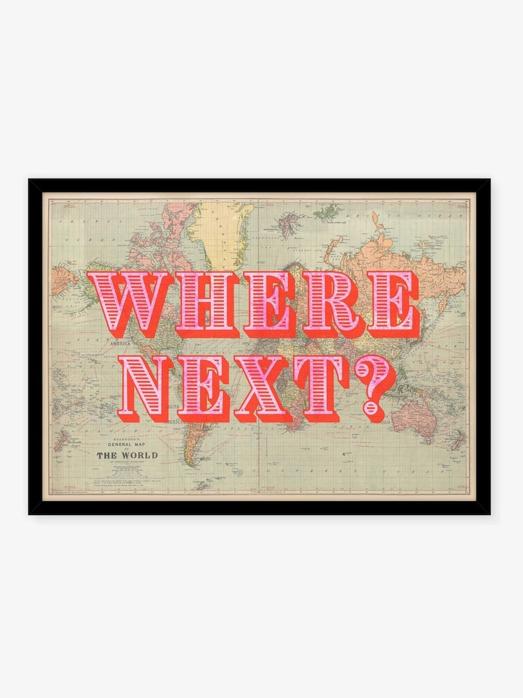 Artko Black Where Next? World Map Designs Framed Art - Image 2 of 3 Artko Black Where Next? World Map Designs Framed Art - Image 2 of 3