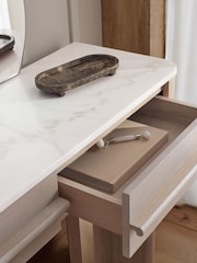 White Aviano N. Premium Oak Veneer 2 Drawer Console Dressing Table - Image 3 of 8