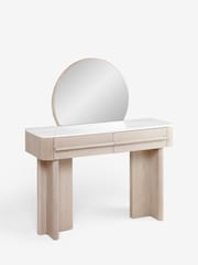 White Aviano N. Premium Oak Veneer 2 Drawer Console Dressing Table - Image 7 of 8
