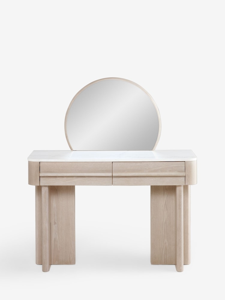 White Aviano N. Premium Oak Veneer 2 Drawer Console Dressing Table - Image 8 of 8 White Aviano N. Premium Oak Veneer 2 Drawer Console Dressing Table - Image 8 of 8