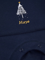 Personalised Baby Embroidered Christmas Tree Rompersuit by Stitch Style - Image 4 of 5