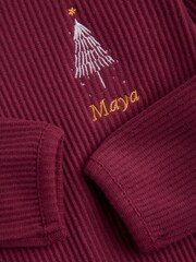 Personalised Toddlers Embroidered Christmas Tree Pyjamas by Stitch Style - Image 5 of 6