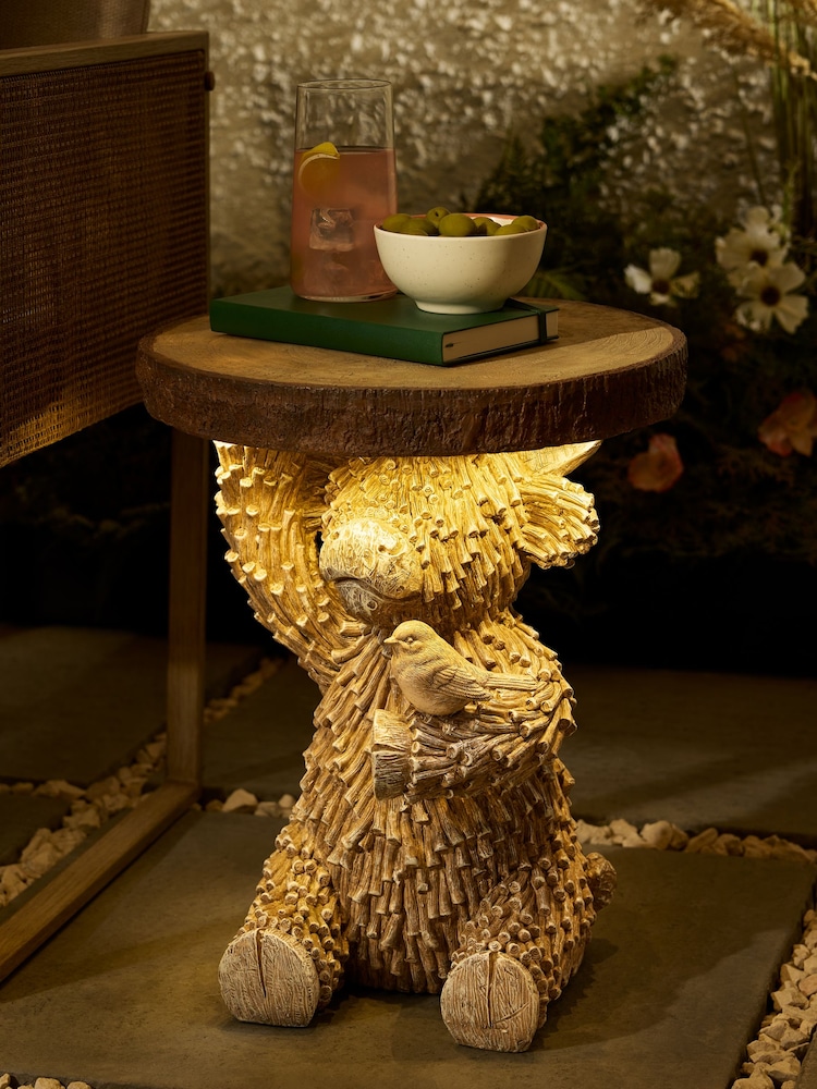 Natural Hamish Solar Light Up Outdoor Side Table - Image 1 of 5