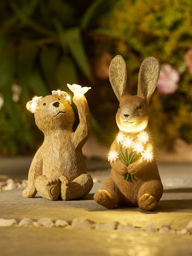 Natural Bertie and Rosie Outdoor Solar Light - Image 1 of 5