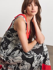 Joanna Hope Sleeveless Border Print Black Dress - Image 4 of 4