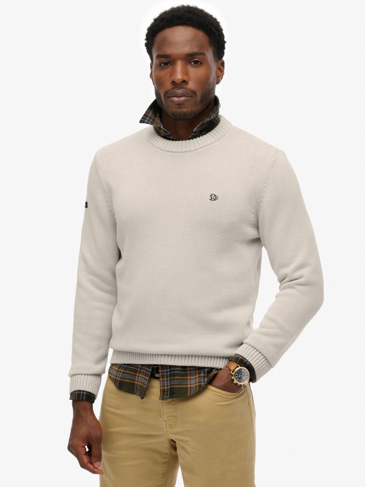Superdry Cream Cotton Jumper - Image 1 of 5