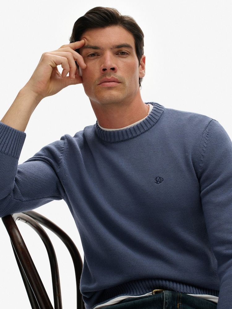 Superdry Navy Cotton Jumper - Image 2 of 4 Superdry Navy Cotton Jumper - Image 2 of 4