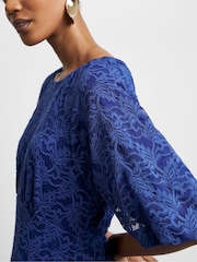 Joanna Hope Blue Lace Dress With Puff Sleeves - Image 3 of 4