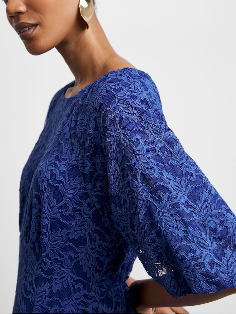 Buy Joanna Hope Blue Lace Dress With Puff Sleeves from Next USA