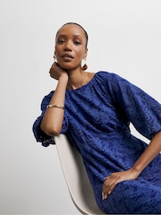 Joanna Hope Blue Lace Dress With Puff Sleeves - Image 4 of 4