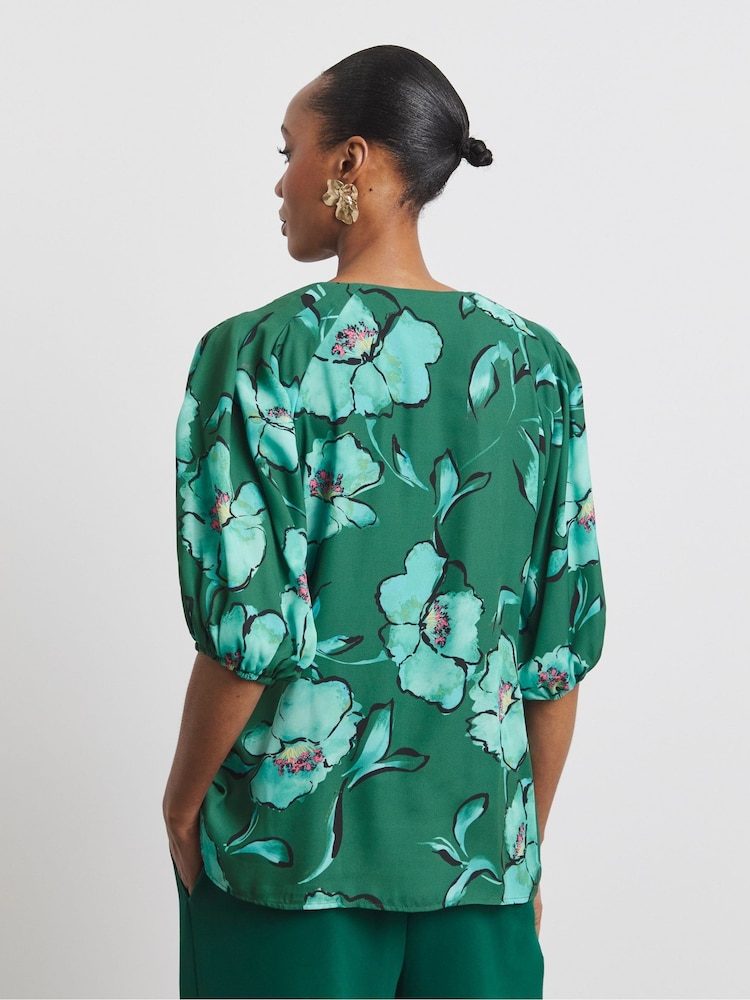 Joanna Hope Green Puff Sleeve Blouse - Image 2 of 5