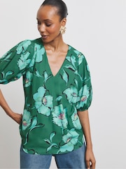 Joanna Hope Green Puff Sleeve Blouse - Image 5 of 5