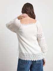 Joanna Hope Crinkle White Blouse With Premium Trims - Image 2 of 4