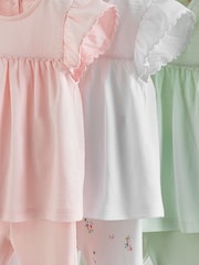 Розовый шалфейно-зеленый и белый - Комплект для малышей из 6 Pieces из топа с коротким рукавом и леггинсов (0месяцев -3лет) - Изображение 11 14