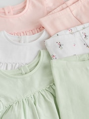 Розовый шалфейно-зеленый и белый - Комплект для малышей из 6 Pieces из топа с коротким рукавом и леггинсов (0месяцев -3лет) - Изображение 12 14