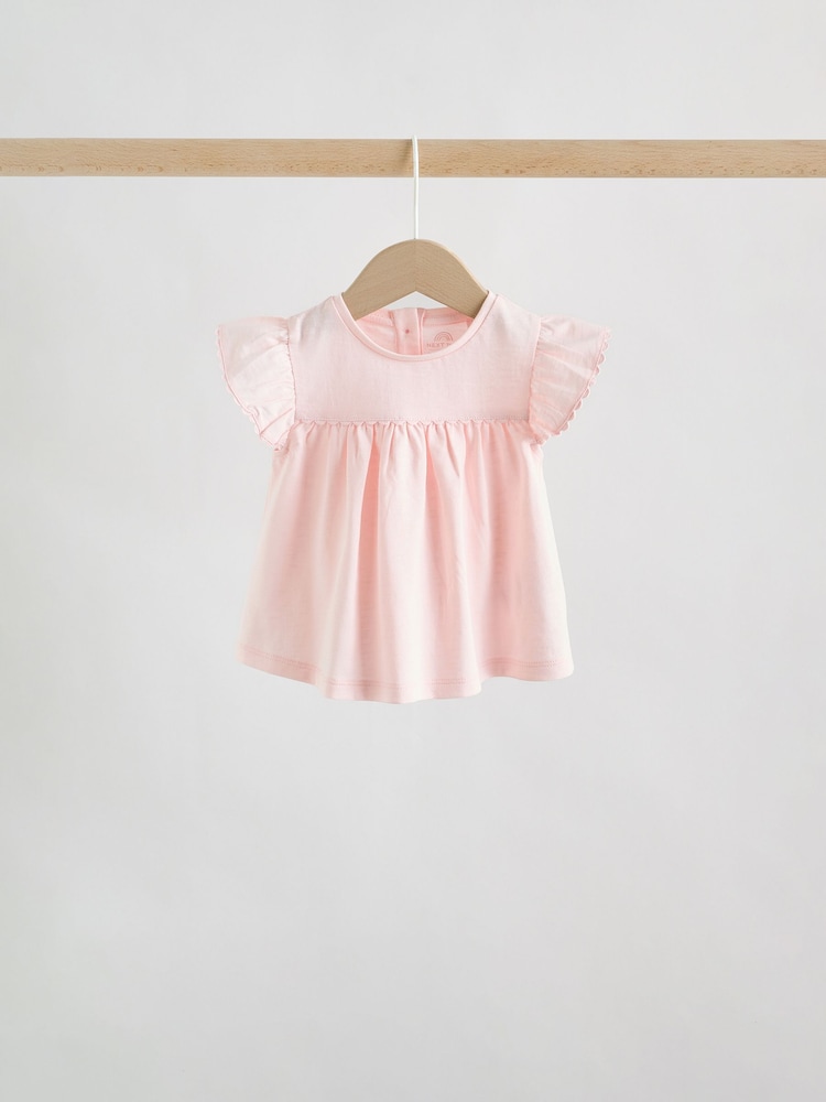 Розовый шалфейно-зеленый и белый - Комплект для малышей из 6 Pieces из топа с коротким рукавом и леггинсов (0месяцев -3лет) - Изображение 2 14