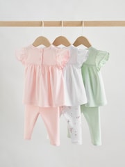 Розовый шалфейно-зеленый и белый - Комплект для малышей из 6 Pieces из топа с коротким рукавом и леггинсов (0месяцев -3лет) - Изображение 8 14