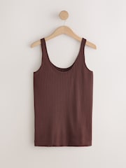 Blue/Brown Strappy Scoop Neck Slouch Ribbed Vests 2 Pack - Image 8 of 10