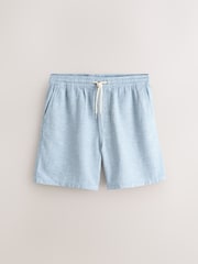 Blue Linen Blend Elasticated Waist Shorts - Image 7 of 9