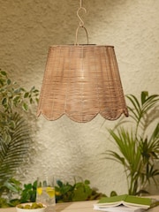 Natural Scalloped Rattan Solar Pendant - Image 2 of 4