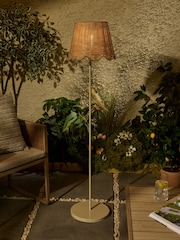 Natural Scalloped Rattan Outdoor Solar Floor Lamp - Image 1 of 5