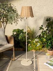 Natural Scalloped Rattan Outdoor Solar Floor Lamp - Image 2 of 5