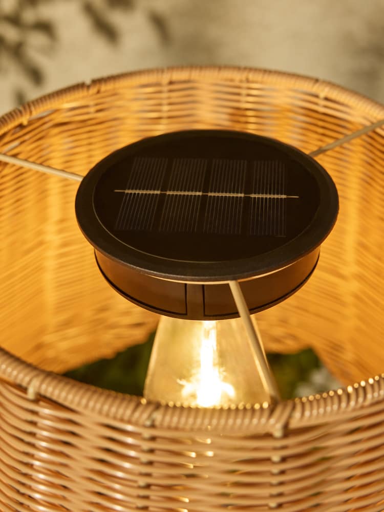 Outdoor Solar Rattan Floor Lamp Garden Vintage Decorative Floor Lamp Height 145cm Solar Rattan...