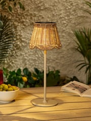 Natural Scalloped Rattan Outdoor Table Lamp - Image 1 of 5