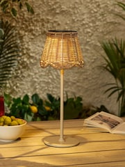 Natural Scalloped Rattan Outdoor Table Lamp - Image 2 of 5