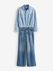 Good American Blue Denim Shirt Jumpsuit - Image 1 of 1