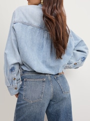 Good American Blue Denim Shirt Jumpsuit - Image 3 of 7