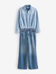 Good American Blue Denim Shirt Jumpsuit - Image 7 of 7