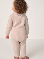 The White Company Baby Pink Cotton Blend Pointelle Knitted Romper - Image 2 of 5