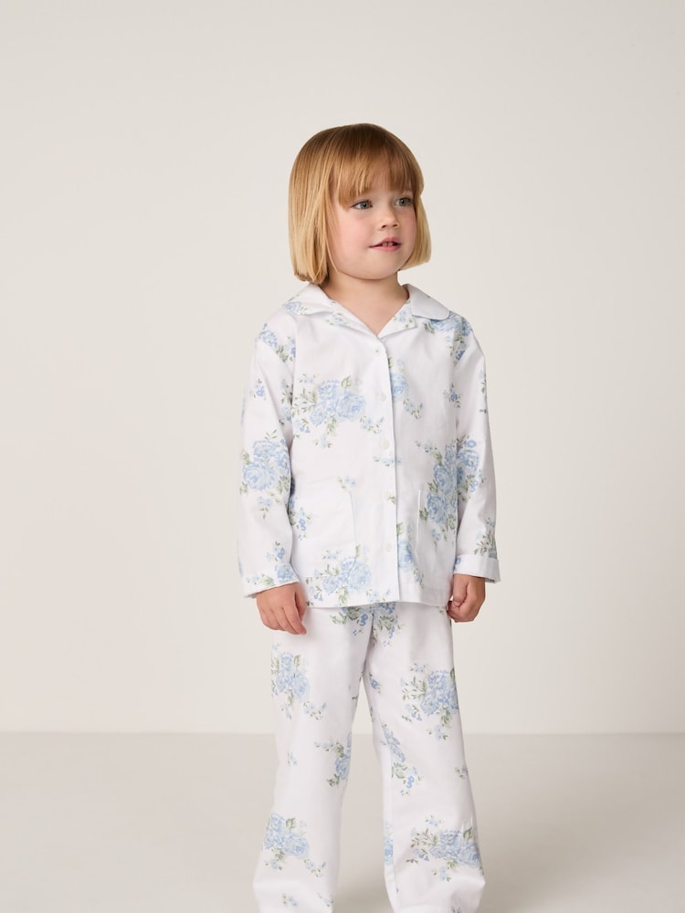 The White Company Blue Brushed Alice Floral Traditional Pyjamas - Image 1 of 5