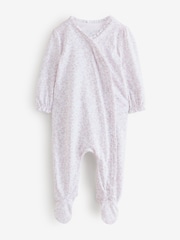 The White Company White Clementine Floral Frill Wrap Sleepsuit - Image 5 of 5