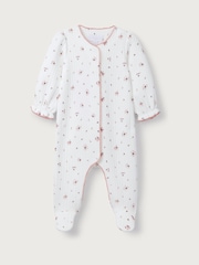 The White Company White Minnie Floral Quilted Sleepsuit - صورة 4 من 5