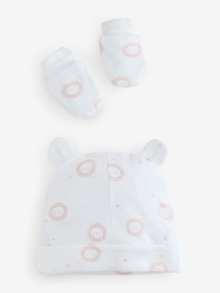 The White Company Pink Lion Hat & Mitt Set - Image 2 of 2