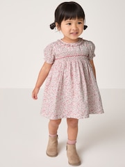 The White Company Pink Cotton Clementine Floral Hand Smocked Dress - Image 1 of 5