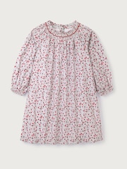 The White Company Organic Cotton Winter Berry Smocked White Dress - Imagen 1 de 1