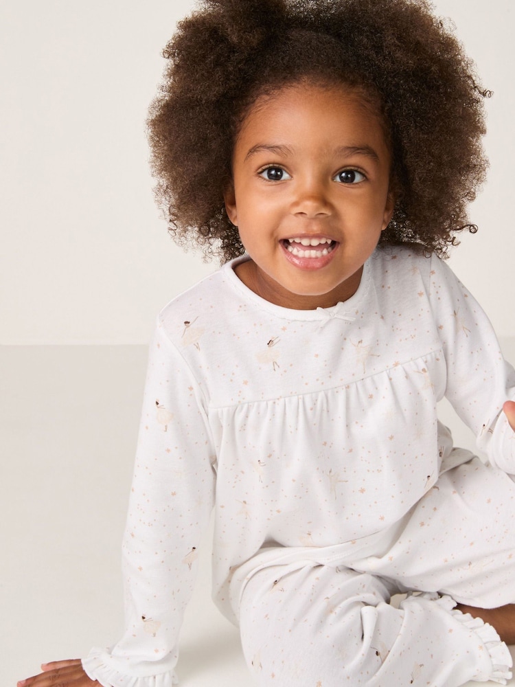 The White Company Cotton Frill Hem Twinkle Star Fairy Relaxed Fit White Pyjamas - Image 2 of 5 The White Company Cotton Frill Hem Twinkle Star Fairy Relaxed Fit White Pyjamas - Image 2 of 5