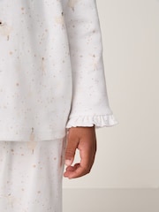 The White Company Cotton Frill Hem Twinkle Star Fairy Relaxed Fit White Pyjamas - Image 4 of 5