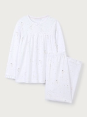 The White Company Cotton Frill Hem Twinkle Star Fairy Relaxed Fit White Pyjamas - Image 5 of 5