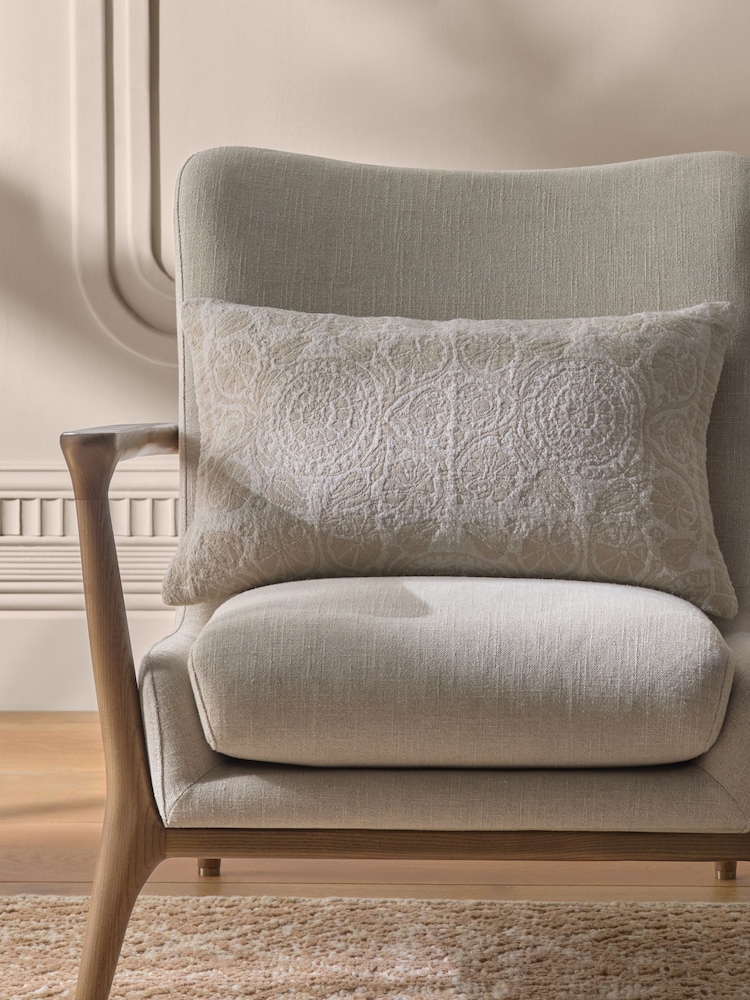 Natural 40 x 59cm N. Premium Floral Jacquard Cushion - Image 1 of 4