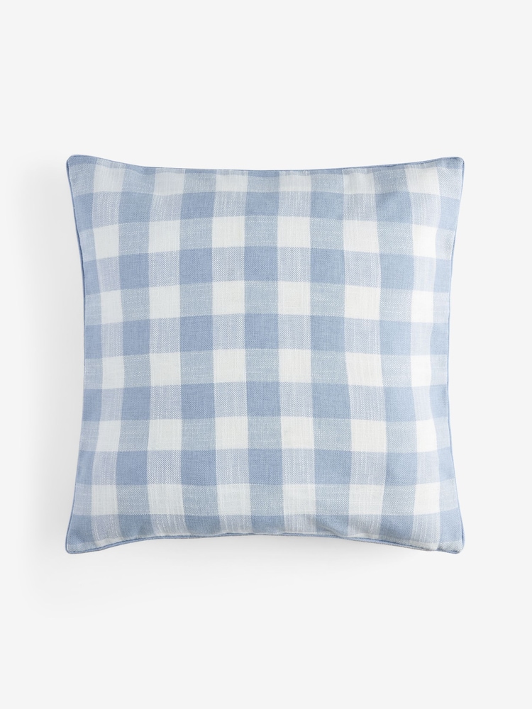 Blue Woven Gingham Check Cushion - Image 1 of 2