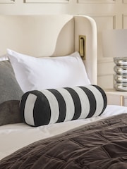 Black/White Bolster Chenille Stripe Cushion - Image 1 of 3