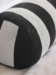 Black/White Bolster Chenille Stripe Cushion - Image 3 of 3