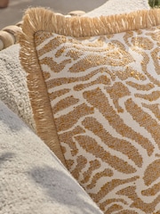 Ochre Yellow 50 x 50cm Indoor Outdoor Embroidered Floral Cushion - Image 2 of 4