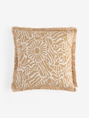 Ochre Yellow 50 x 50cm Indoor Outdoor Embroidered Floral Cushion - Image 3 of 4