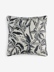 Black/White 50 x 50cm Indoor Outdoor Jacquard Palm Tree Cushion - Image 4 of 4